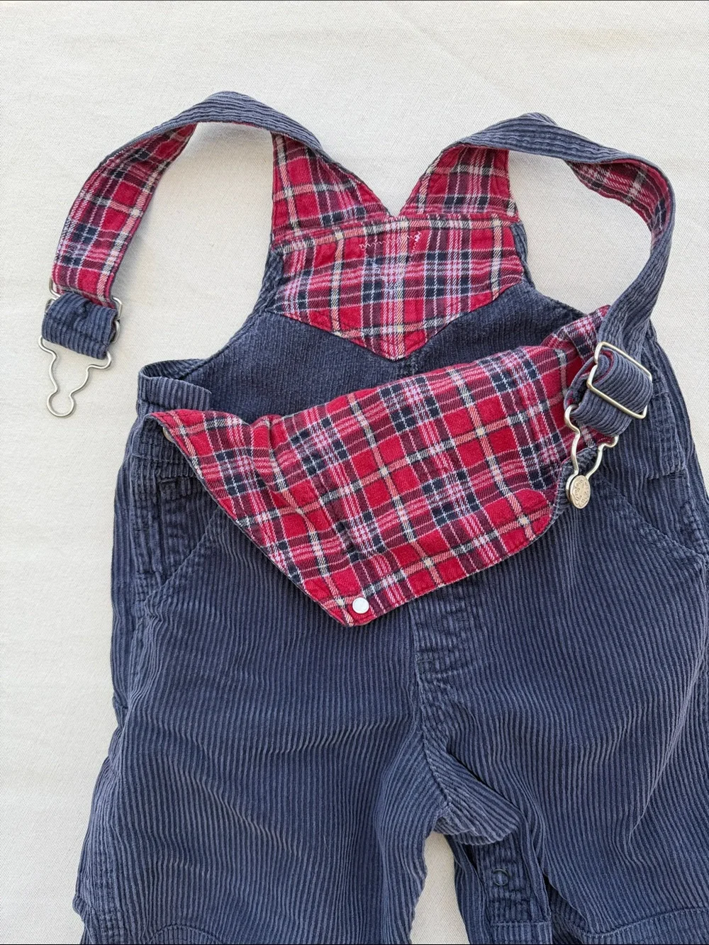 OshKosh B'gosh Dark Navy Corduroy Kids Overalls flannel lining